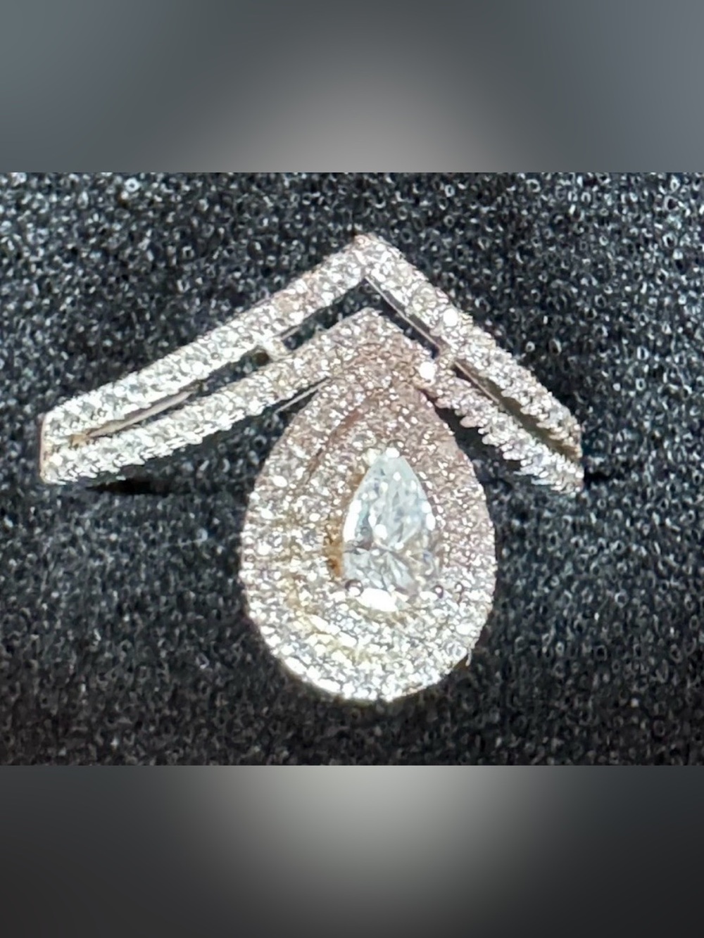 Moissanite 3.0 Ct Total Wt Pear/Teardrop Cut Size 6 Ring In 925 Sterling Silver